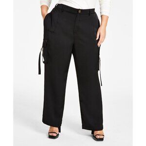 Nina Parker Womens Trendy Plus Straight Leg Cargo Pants Black Size 18W NWT